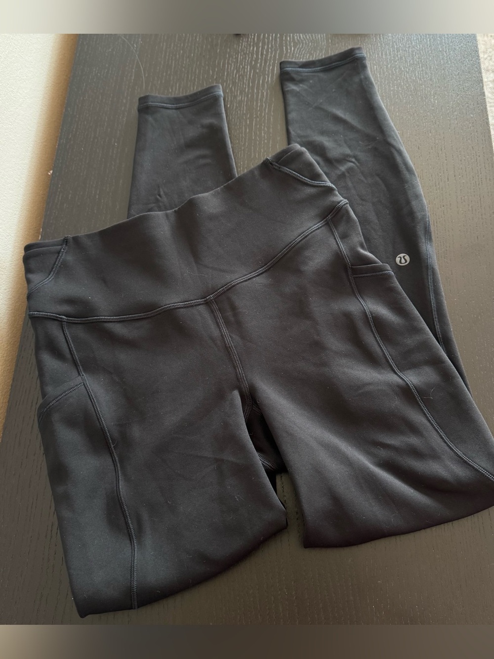 Lululemon Fast & Free Fleece Tight 28” Black Size 6 High Rise Pockets